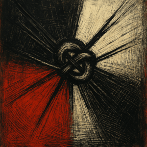 Emilio Scanavino knoopmotieven composities met sterke lijnen en aardse tinten