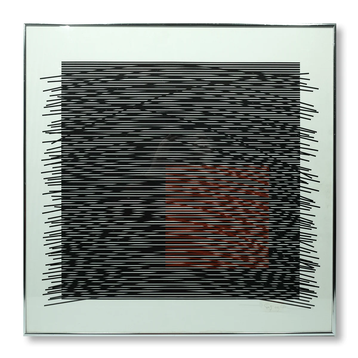 FormaArte20 – De zeefdruk Carré virtuel rouge à droite van Jesús Rafael Soto