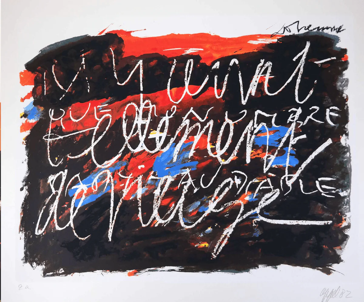 FormaArte20 – Detail van de zeefdruk Il y avait van Karel Appel