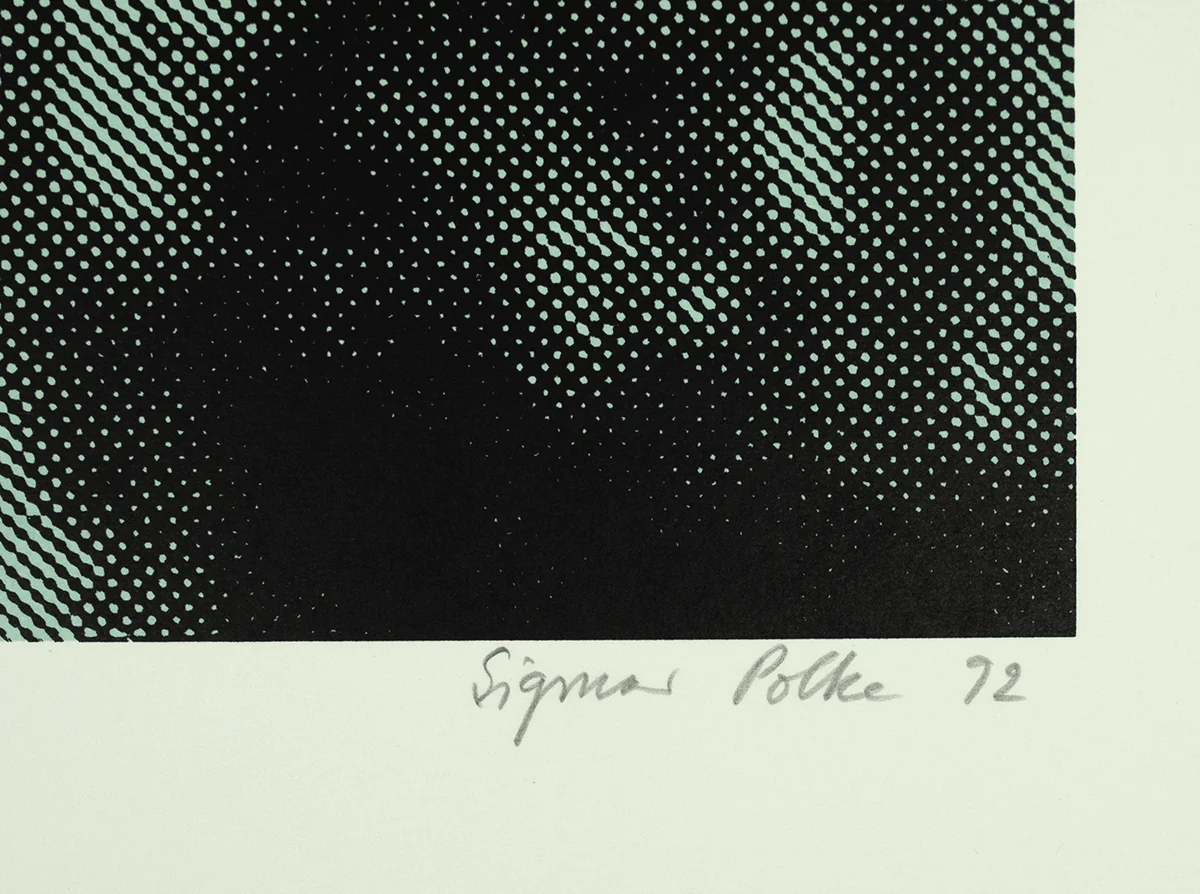 FormaArte20 – Handtekening en jaartal op de zeefdruk Spiegelungen I van Sigmar Polke